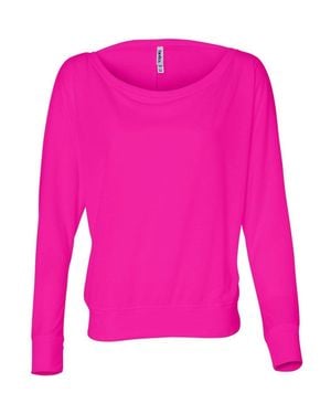 Bella Canvas Flowy Off Shoulder Long Sleeve Tee - Pink