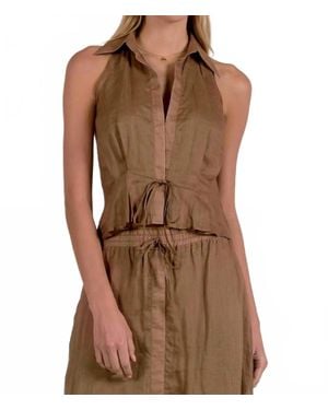 Elan Halter Collared Top - Brown