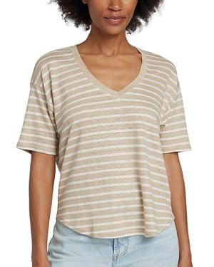 Faherty Oceanside Linen V-neck - Gray