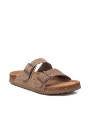 Xti Cork Footbed Suede Leather Sandals - Brown