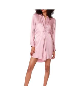 Bobi Knotted Shirt Dress - Pink