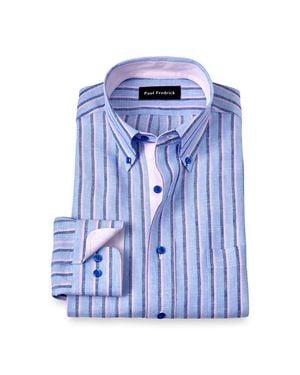white christmas dresses Non-Iron Cotton Stripe Dress Shirt With Contrast Trim main image 0