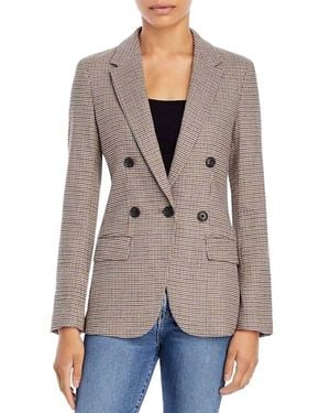 FRAME Pre-Loved Houndstooth Double Breasted Blazer - Gray