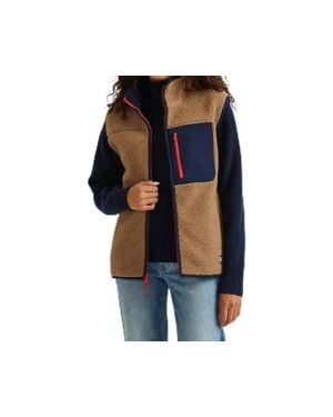 Eddie Bauer Zip Up Chilali Faux Shearling Fleece Vest - Blue