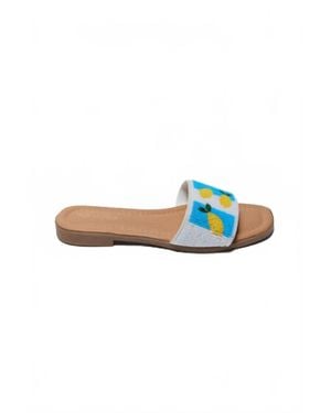 Ccocci Lemon Beaded Slip On Sandals - Blue