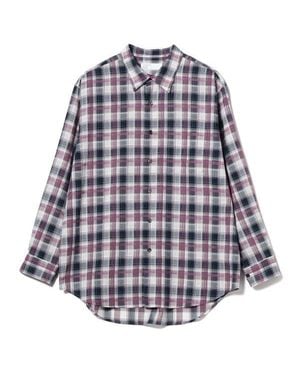 Beams Plus Sheer Plaid Shirt With Modern Fit - Blue