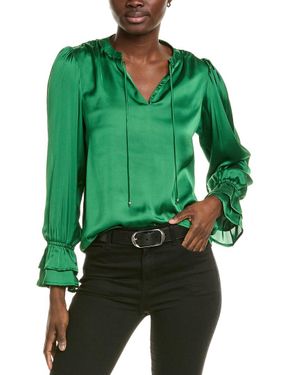 Tahari Split Neck Blouse - Green
