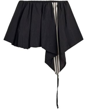 Y-3 Asymmetrical Layered Shorts With Contrasting Panel - Black