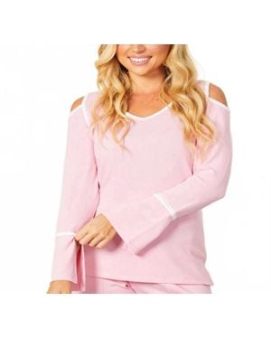French Kyss Cold Shoulder Contrast Top - Pink