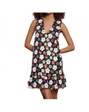Sister Jane Hillside Floral V-Neck Sequin Mini Dress - Black