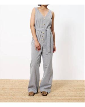 FRNCH Maddie Striped Jumpsuit - White