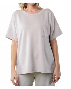 White Birch Half Sleeve Knit Top With Pocket - Gray