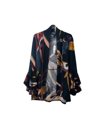 FRANK LYMAN Ruffle Bell Sleeves Pull On Jacket - Blue