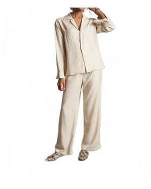 PERFECTWHITETEE Melody Tencel Long Sleeve Button Up Shirt - Natural
