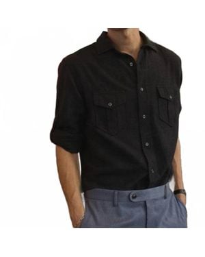 Billy Reid Herringbone Scout Shirt - Black