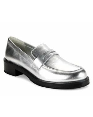 Stuart Weitzman Palmer Leather Loafer Shoes - White