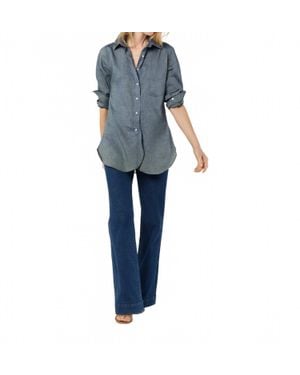 ANN MASHBURN Boyfriend Button Down Shirt - Blue