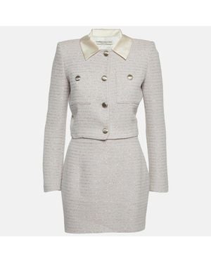 Alessandra Rich Sequin Tweed Cropped Jacket & Mini Skirt - Gray
