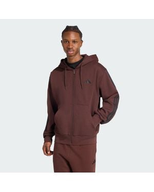 adidas Essentials 3-Stripes Fleece Hoodie - Red