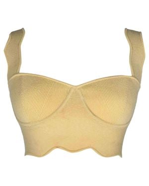 Galvan London London Delia Scalloped Crop Top - Natural