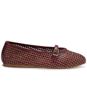 BluBlonc Natalie Mary Jane Strap Detail Flats - Purple