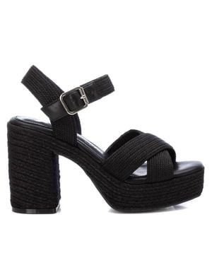 Xti Heeled Jute Sandals - Black