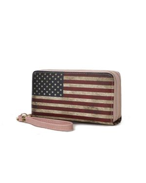 MKF Uriel Vegan Leather 's Flag Wristlet Wallet - Brown