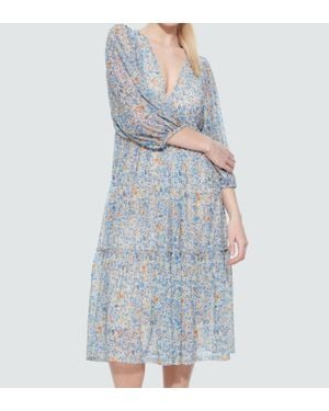 Dex Mesh Tiered Midi Dress - Blue