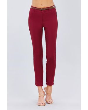 TRUEDAMES Belted Textured Long Pants