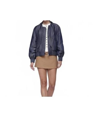 Avec Les Filles Scarf Tie Chambray Jacket - Blue