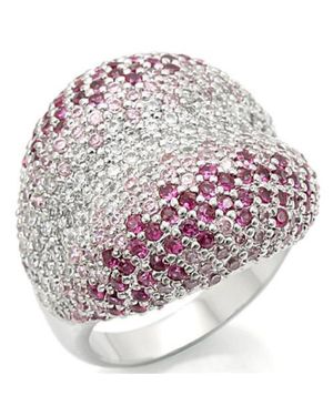 Fashnzfab Rhodium Brass Ring With Aaa Grade Cz - Red