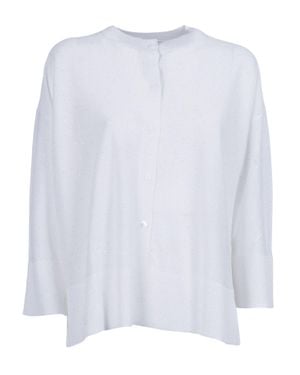 Kangra Cashmere Three Quarter Sleeve Sequined Cardigan - White