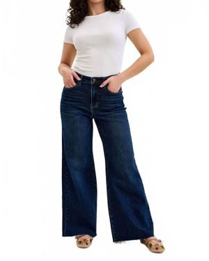 Judy Blue High Waist Petite Retro Wide Leg Jeans - Blue