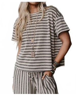Three Bird Nest Ibiza Breeze Striped Top - Gray