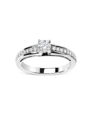 Haus of Brilliance 14K 1/2 Cttw Diamond Solitaire Pave Set Engagement Ring - Metallic