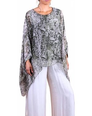 Gigi Moda Seta Paisley Print Kaftan Top - Black