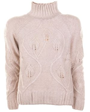 MC2 Saint Barth Textured Knitted Sweater With High Ribbed Turtleneck - Pink