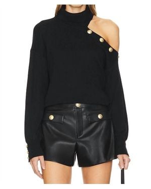 L'Agence Brixie One Shoulder Turtleneck Top - Black