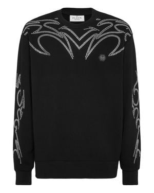 Philipp Plein Fleece Sweatshirt Texas Studs - Black