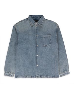Purple Brand Snap Front Shirt Jacket Denim Jackets - Blue