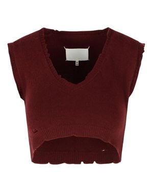 Maison Margiela Burgundy Virgin Wool Vest - Red