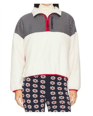 The Great Print-Mix Plush Terrain Half Zip Jacket - White
