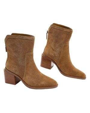 Vince Camuto Kortimy Boots 7 Nutmeg Suede Block Heel Ankle Bootie Hawk2644 - Brown