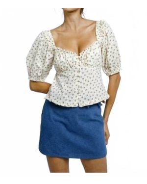 Storia Floral Print Babydoll Top - White