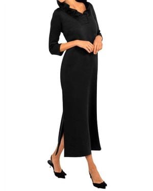 Gretchen Scott Ruffneck Solid Dress - Black