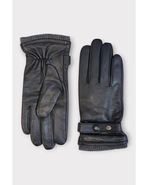 Infinity Leather Italian Leather Warm Wool Lining Winter Bike Riding Driving Casual Gloves - Black