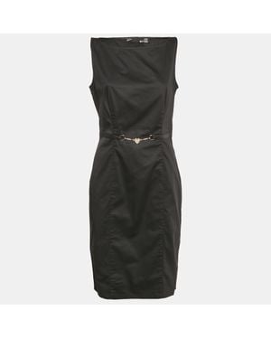 Love Moschino Cotton Waist Metal Embellished Short Dress - Black