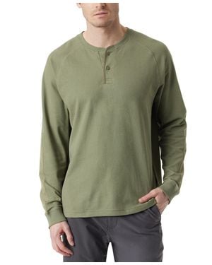 BASS OUTDOOR Top Deep Lichen Thermal Long Sleeve Henley Neck Mac199 - Green