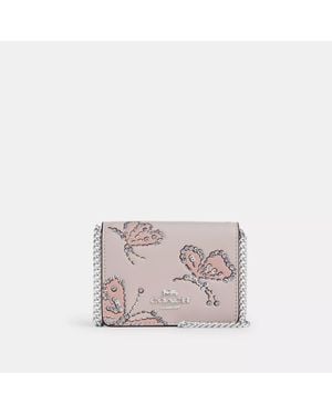 COACH Mini Wallet On A Chain With Sparkly Butterfly Print - Metallic
