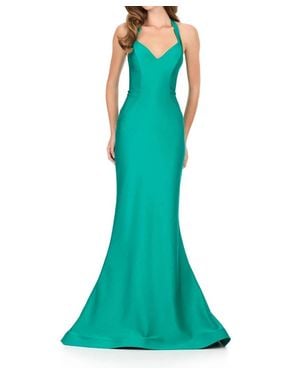 Ashley Lauren Fitted Halter Prom Dress - Green